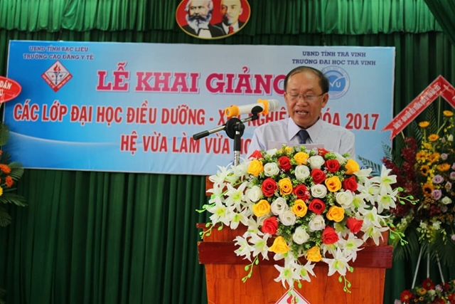 BSCKII. Phạm Ngọc Điệp - Hiệu trưởng nhà trường phát biểu trong buổi lễ