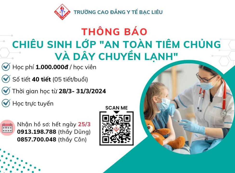 Chiêu sinh lớp an toàn tiêm chủng và dây chuyền lạnh