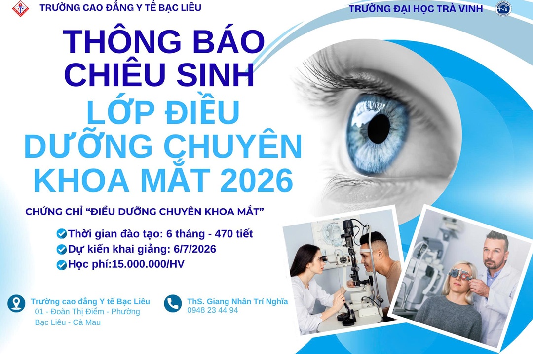 Thông báo chiêu sinh lớp điều dưỡng chuyên khoa mắt năm 2026 Thông báo chiêu sinh lớp điều dưỡng chuyên khoa mắt năm 2026